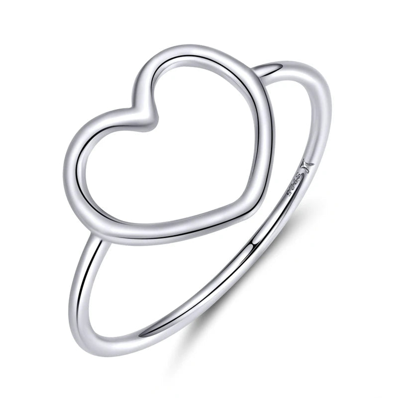 Minimalist Heart Finger Ring 925 Sterling Silver