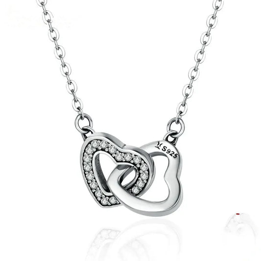 Connected Heart Pendant Necklace Sterling Silver