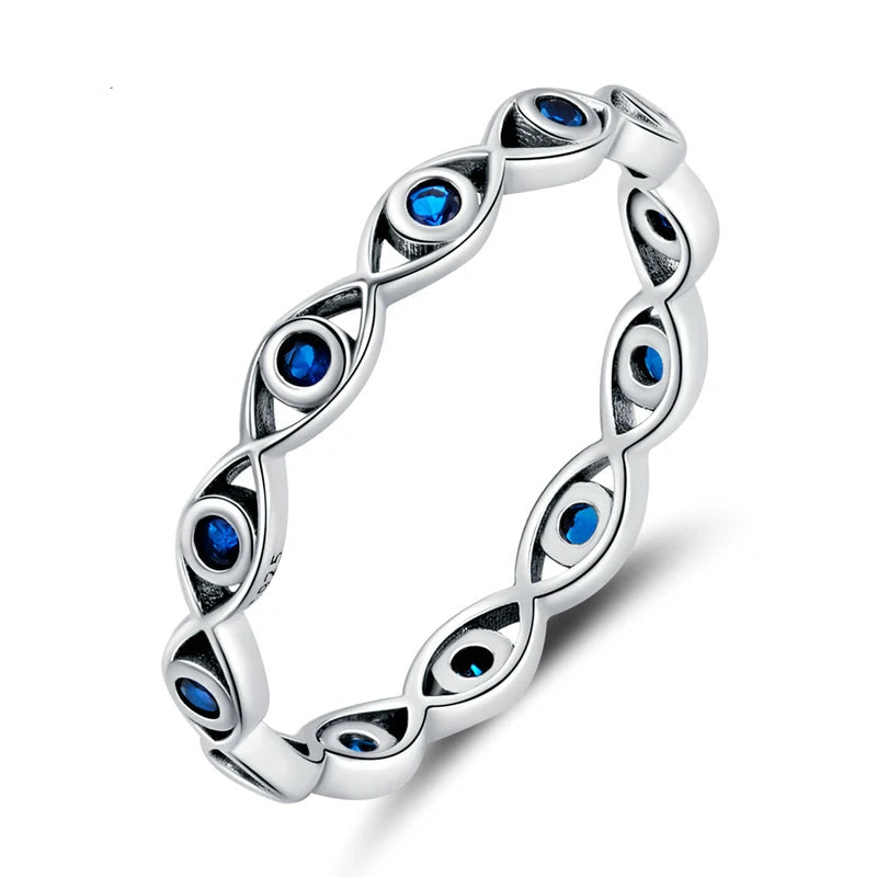 Blue Zircon Finger Rings for Women 925 Sterling Silver