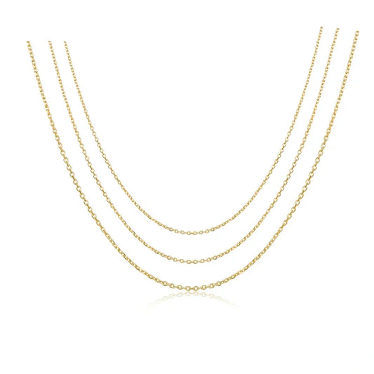 Basic Chain Necklace 925 Sterling Silver Gold Color