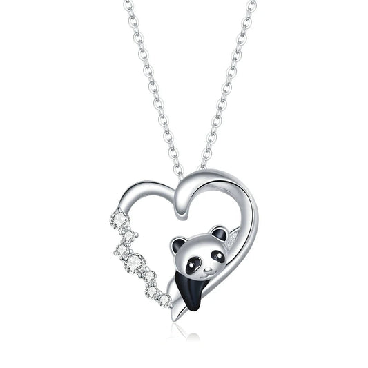 Baby Panda Crystal Necklace 925 Sterling Silver