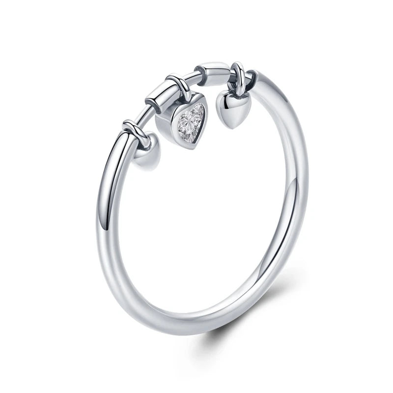 925 Sterling Silver Glittering Heart Ring