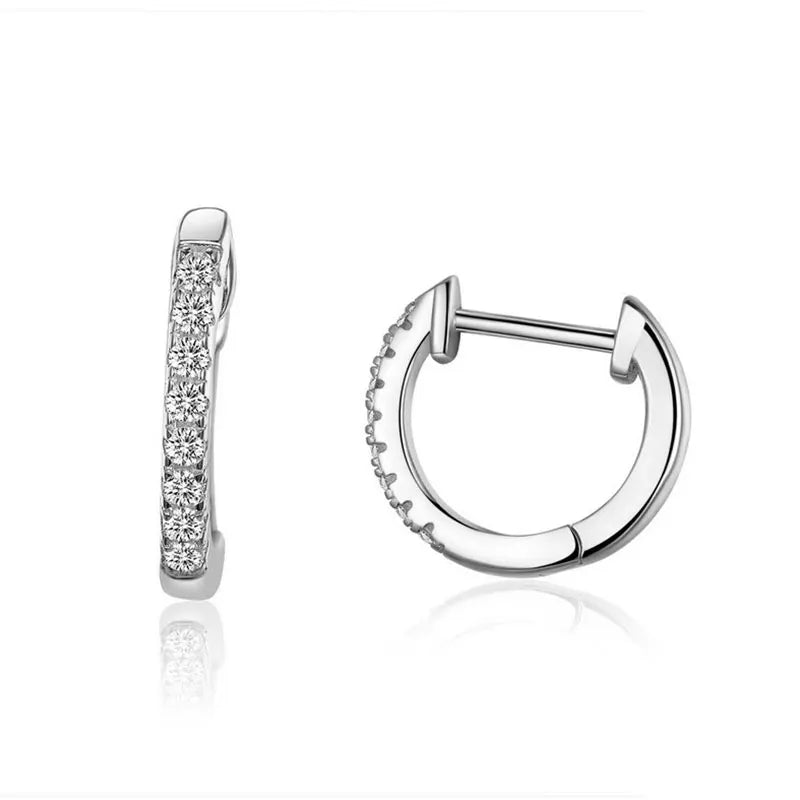 Huggies style earrings - Sterling silver & cubic zirconia