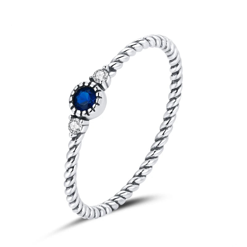 Blue Zircon Finger Rings for Women 925 Sterling Silver