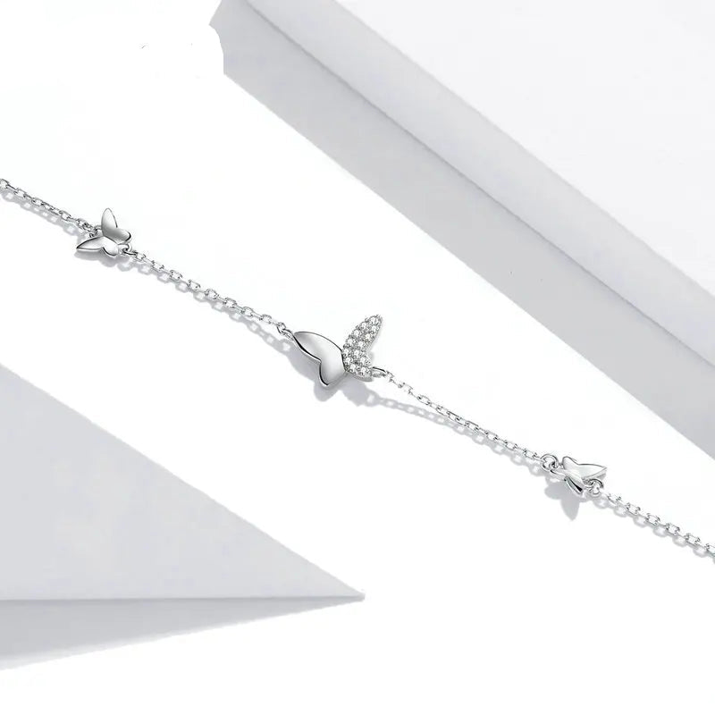 Flying Butterfly Sterling Silver 925 Bracelet for Women