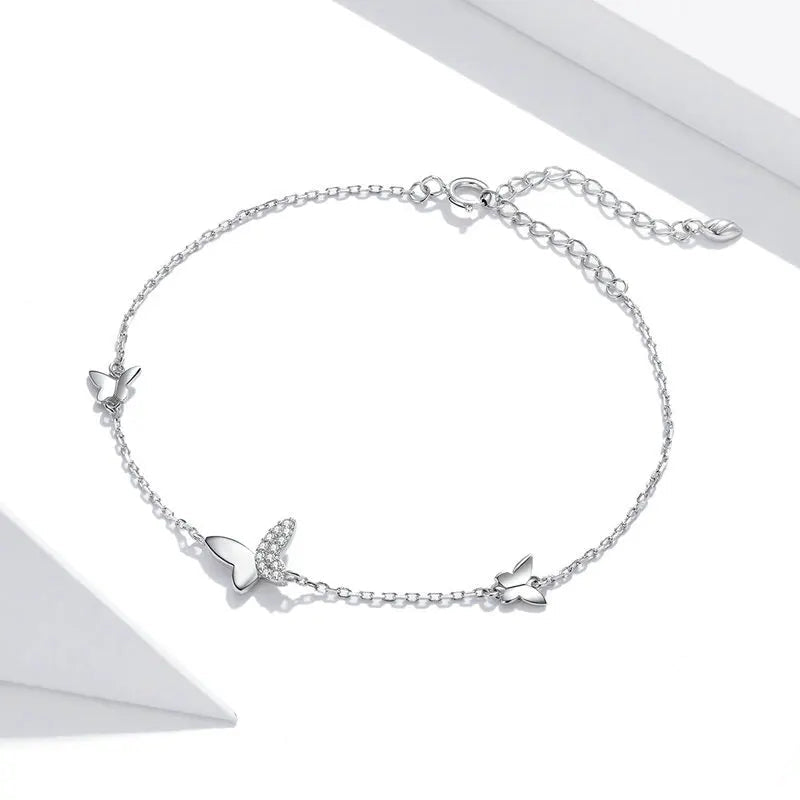 Flying Butterfly Sterling Silver 925 Bracelet for Women