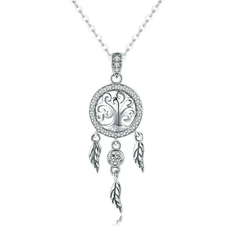 Tree of Life Fashion Dream Catcher Necklaces 925 Sterling Silver