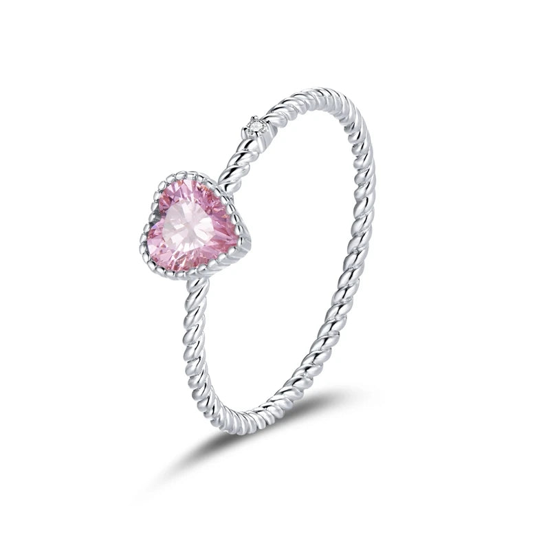 Pink Love Cubic Zirconia Ring 925 Sterling Silver