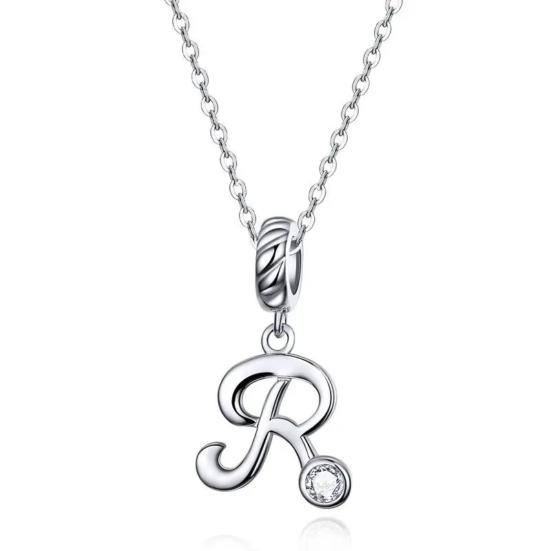 Pendant with chain for woman letter - Sterling silver