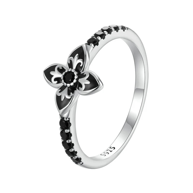 925 Sterling Silver Nightfall Flower Ring