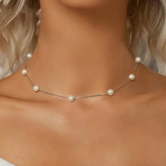 Dainty Shell Pearl Necklace 925 Sterling Silver