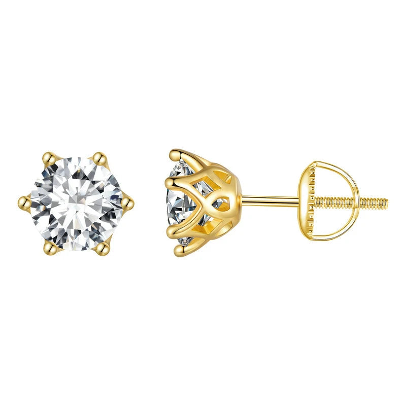 Stud earrings in sterling silver with cubic zirconia