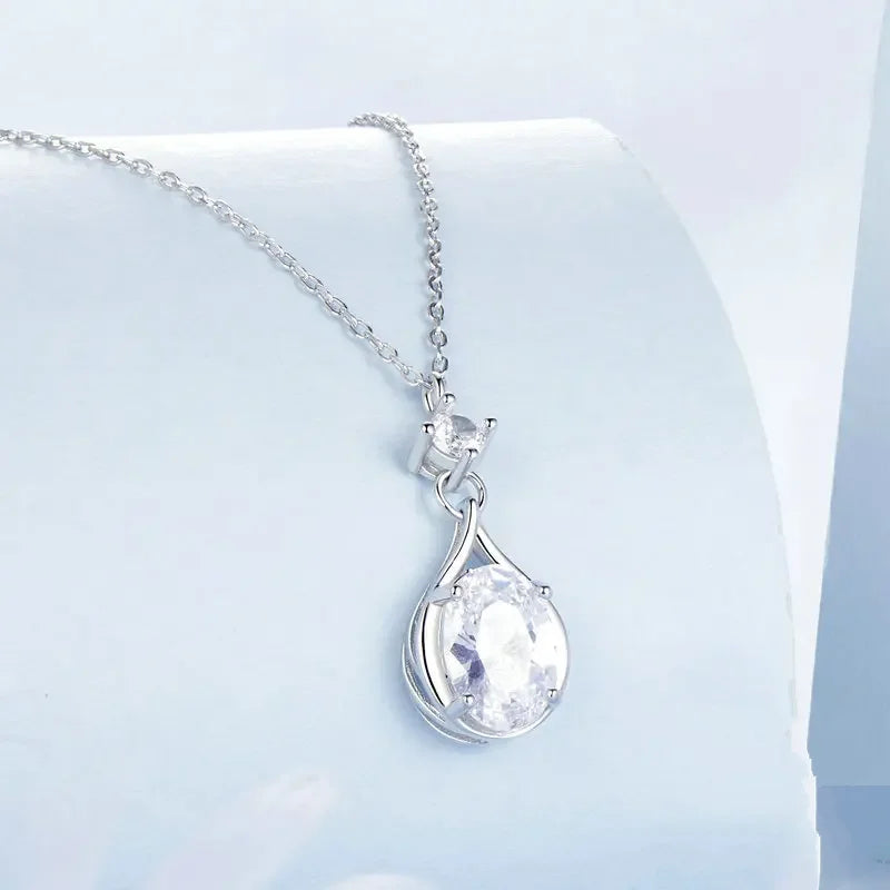 Necklace Cubic Zirconia Round 925 Sterling Silver