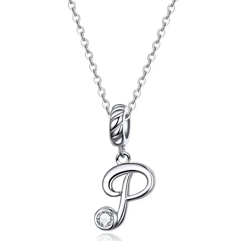 Pendant with chain for woman letter - Sterling silver