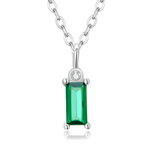 Green Zircon Pendant 925 Sterling Silver Necklace