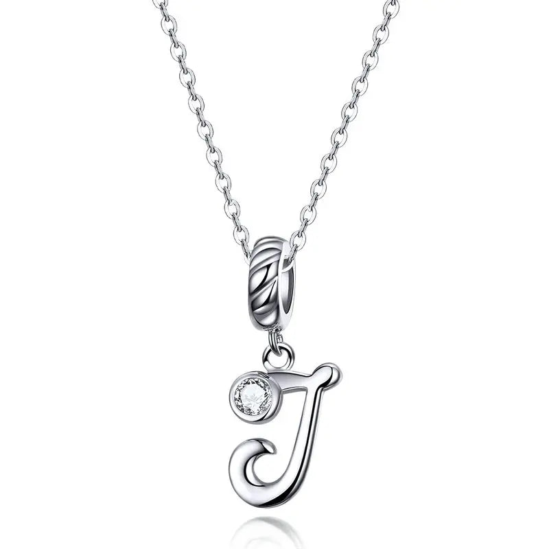 Pendant with chain for woman letter - Sterling silver