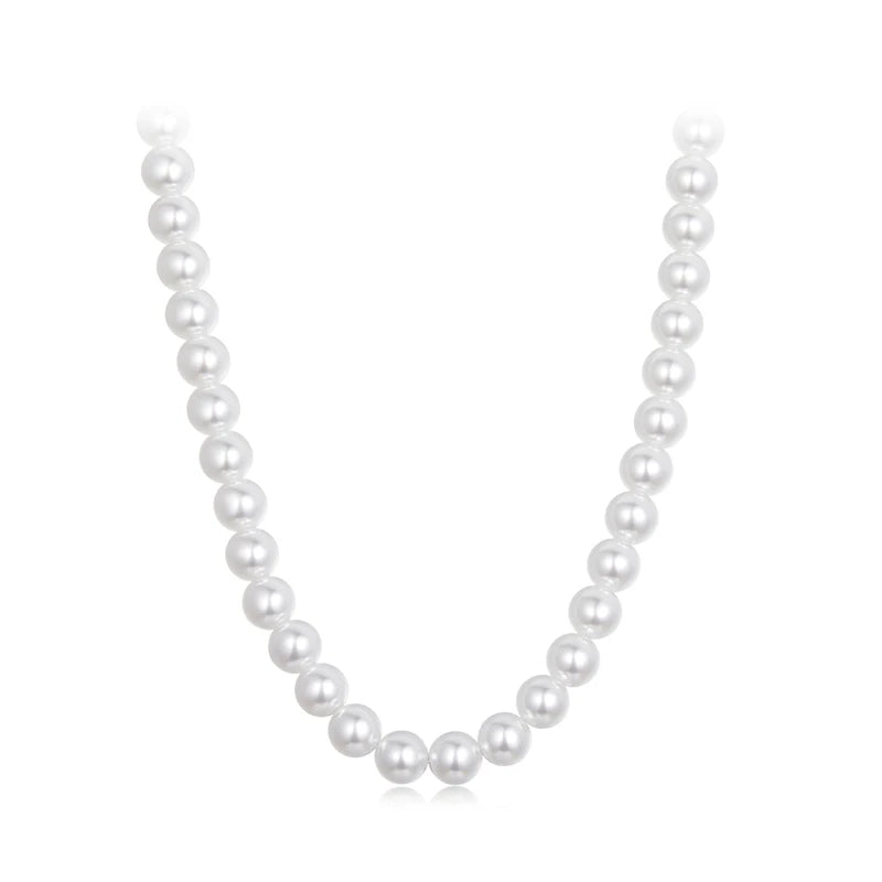 White Pearl Necklace 925 Silver