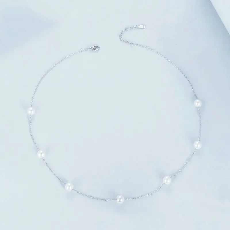 Dainty Shell Pearl Necklace 925 Sterling Silver