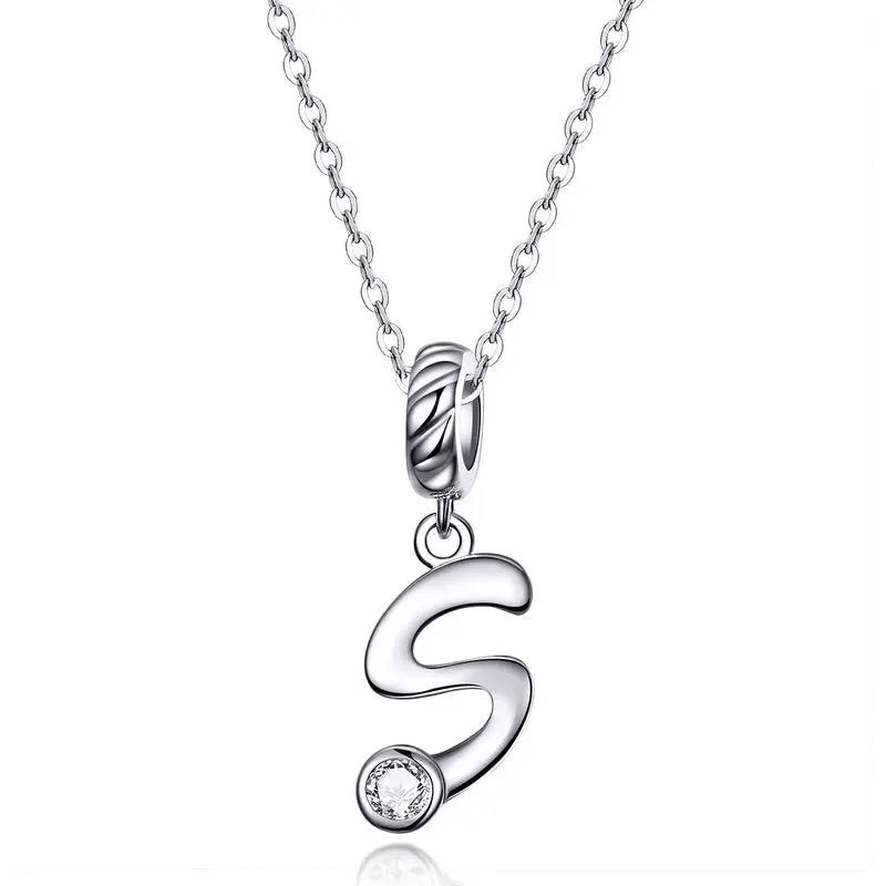 Pendant with chain for woman letter - Sterling silver