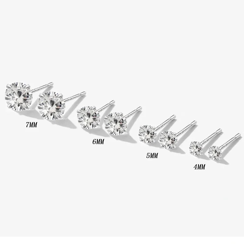 Stud earrings in sterling silver with cubic zirconia