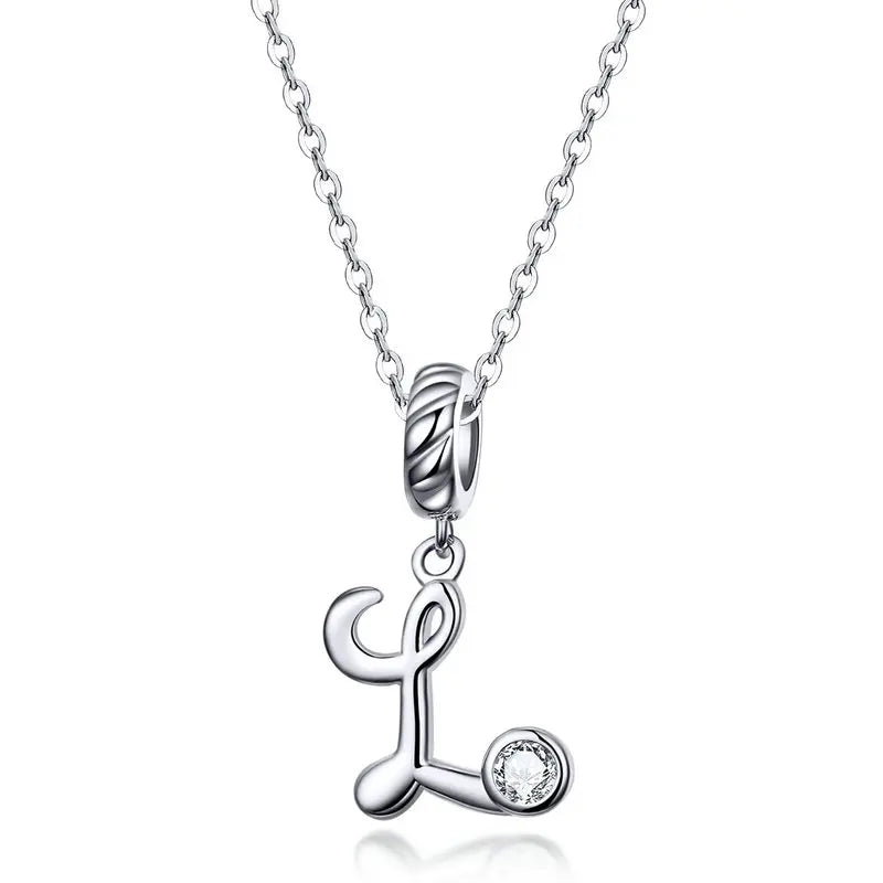 Pendant with chain for woman letter - Sterling silver