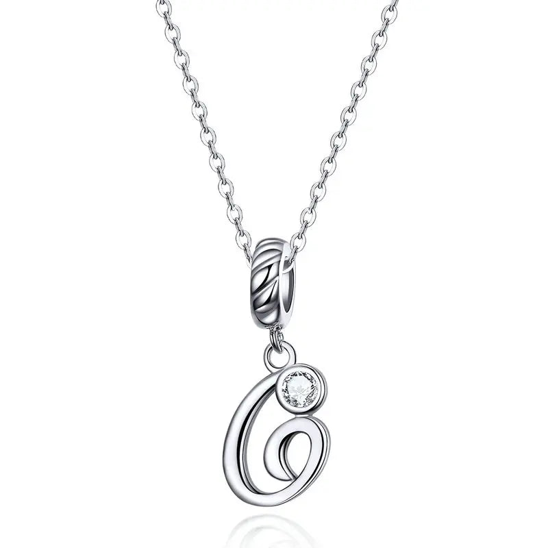 Pendant with chain for woman letter - Sterling silver