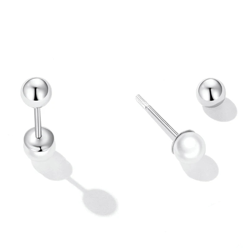 Stud earrings, various sizes 3 or 4mm in silver .935