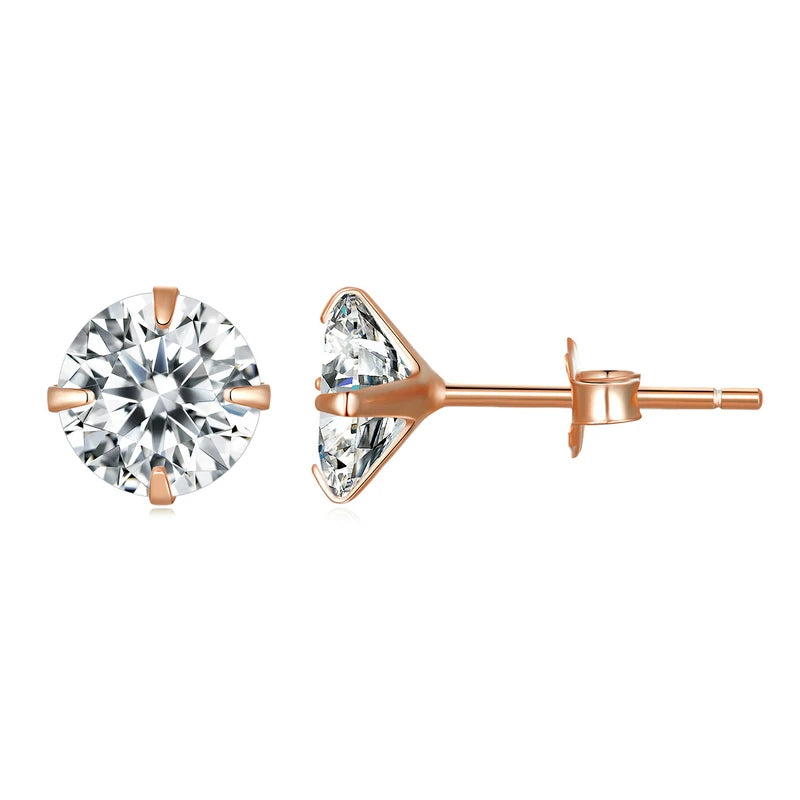 Stud earrings in sterling silver with cubic zirconia