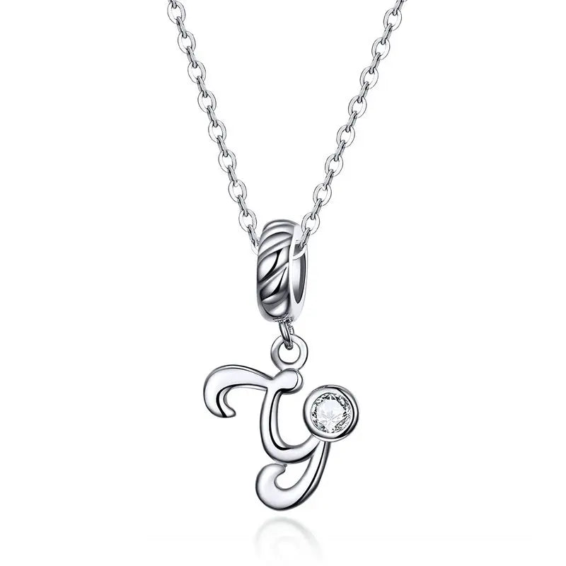 Pendant with chain for woman letter - Sterling silver