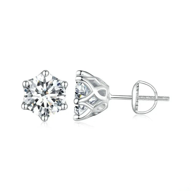 Stud earrings in sterling silver with cubic zirconia