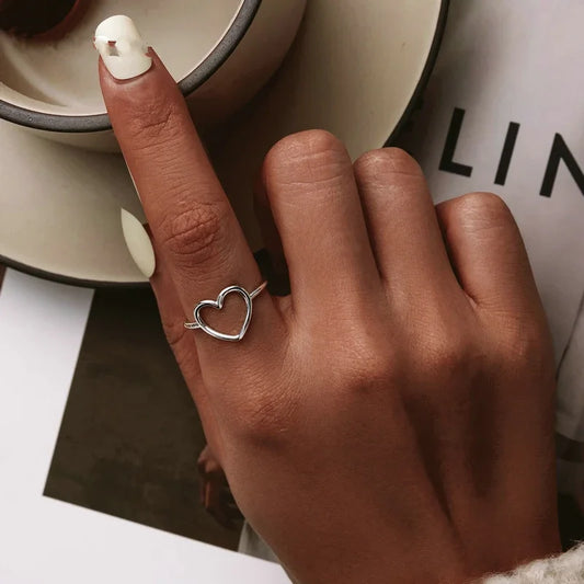 Minimalist Heart Finger Ring 925 Sterling Silver