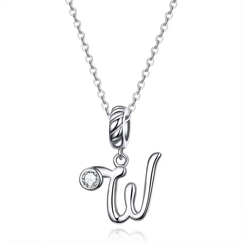 Pendant with chain for woman letter - Sterling silver