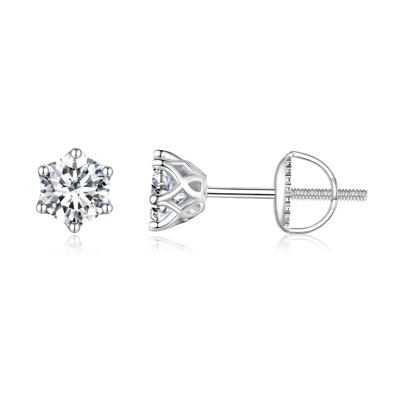 Stud earrings in sterling silver with cubic zirconia