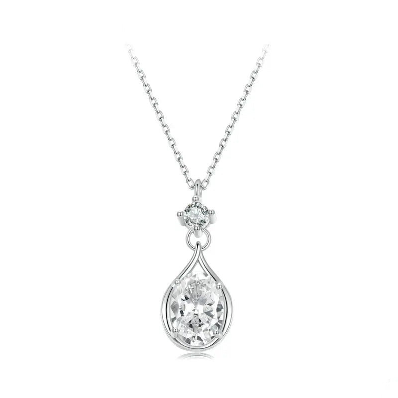 Necklace Cubic Zirconia Round 925 Sterling Silver