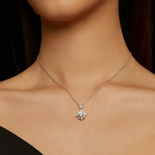 Women's Necklace - Lab Grown Diamond - 925 Sterling Silver