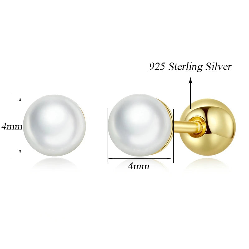 Stud earrings, various sizes 3 or 4mm in silver .935