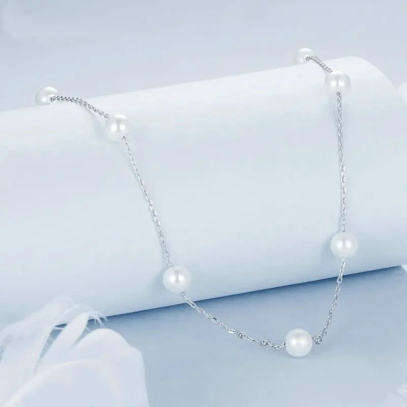 Dainty Shell Pearl Necklace 925 Sterling Silver