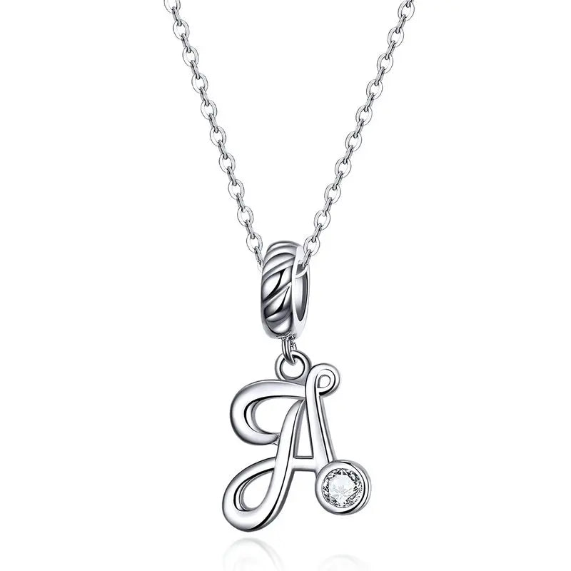 Pendant with chain for woman letter - Sterling silver