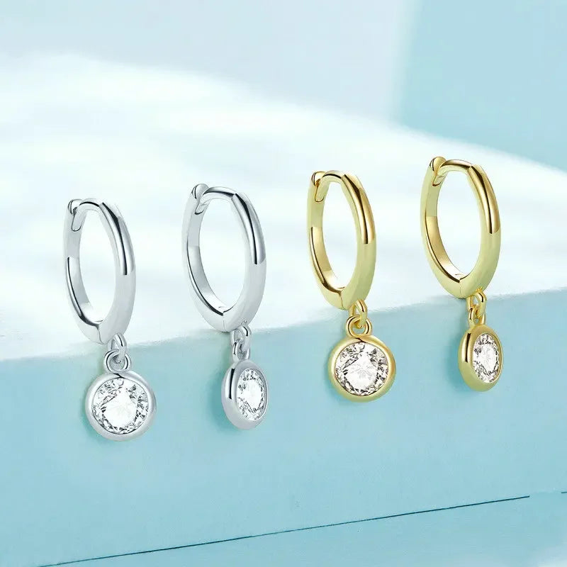 Hanging earrings in sterling silver .925 with cubic zirconia