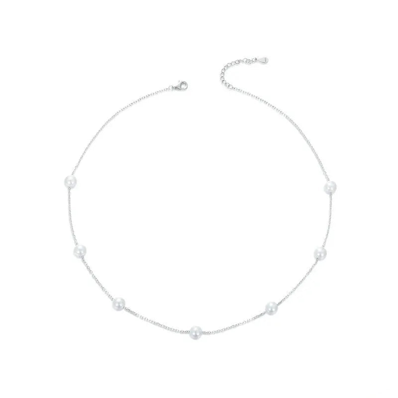 Dainty Shell Pearl Necklace 925 Sterling Silver