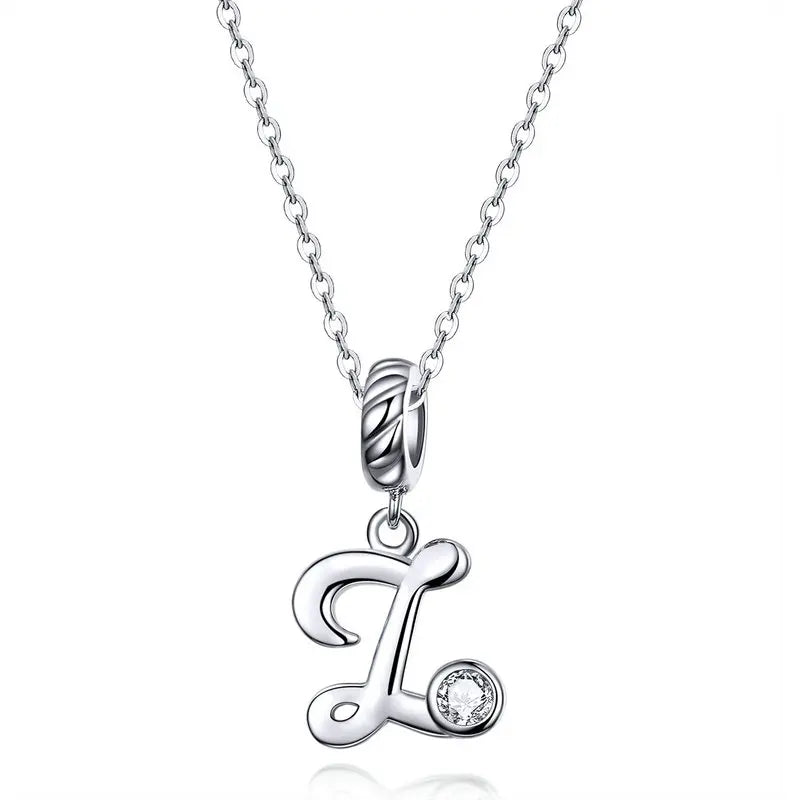 Pendant with chain for woman letter - Sterling silver