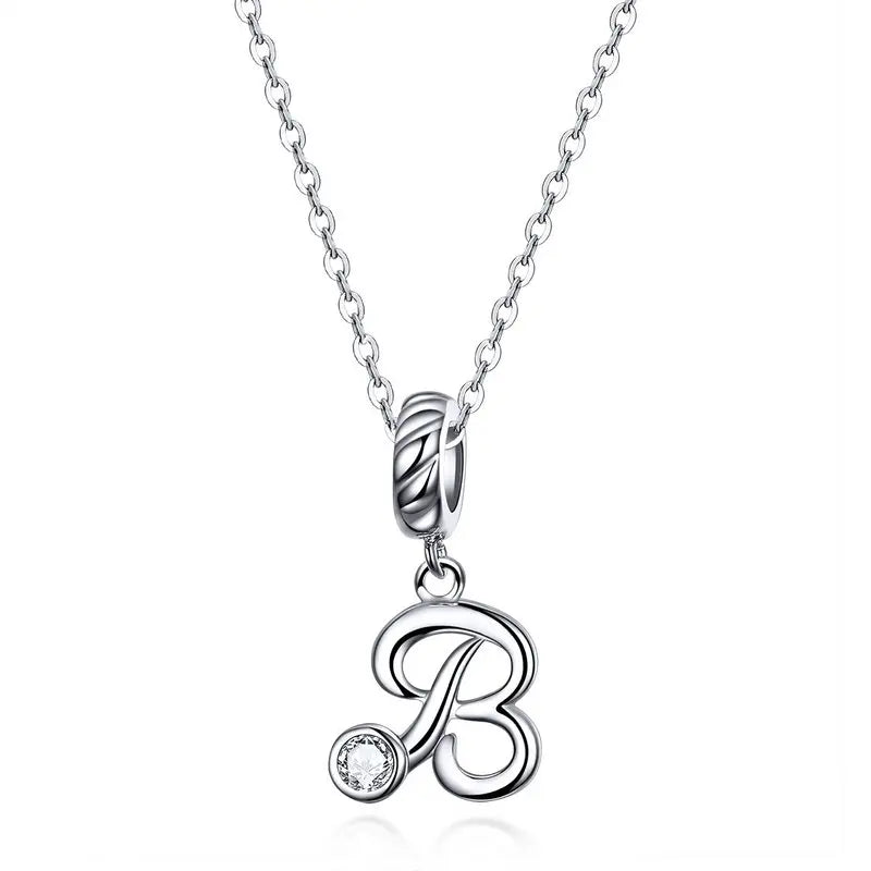 Pendant with chain for woman letter - Sterling silver