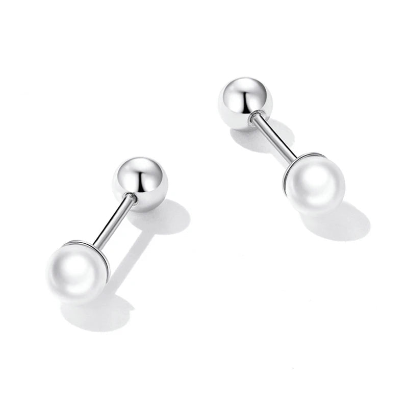 Stud earrings, various sizes 3 or 4mm in silver .935