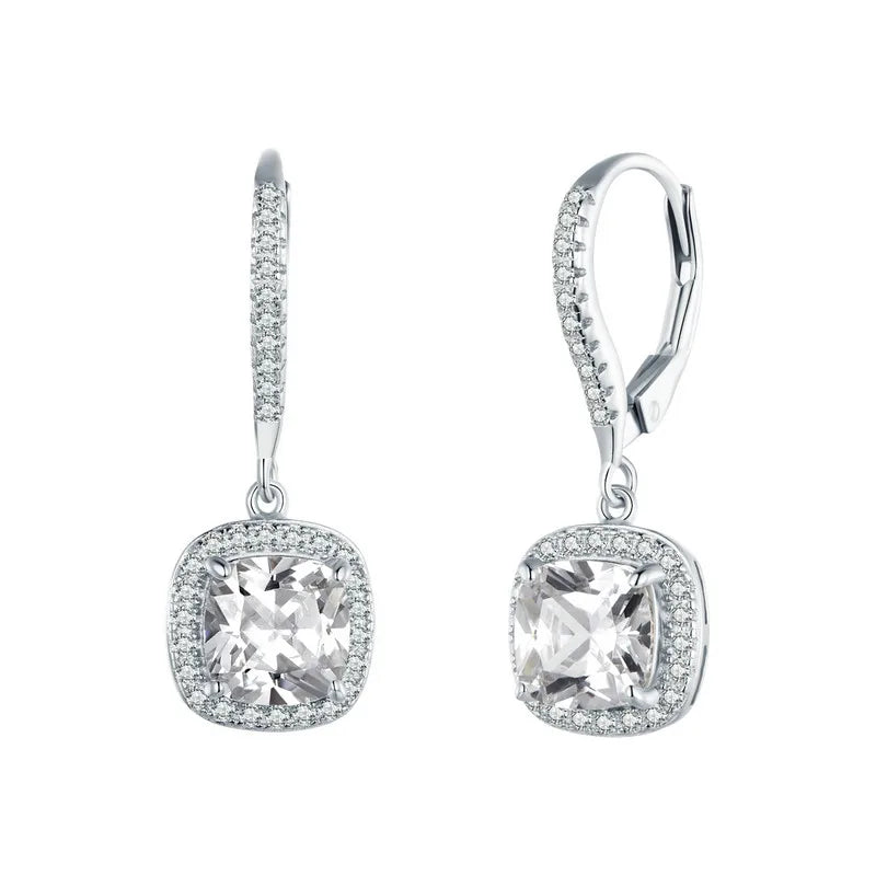 Hanging earrings in sterling silver .925 with cubic zirconia