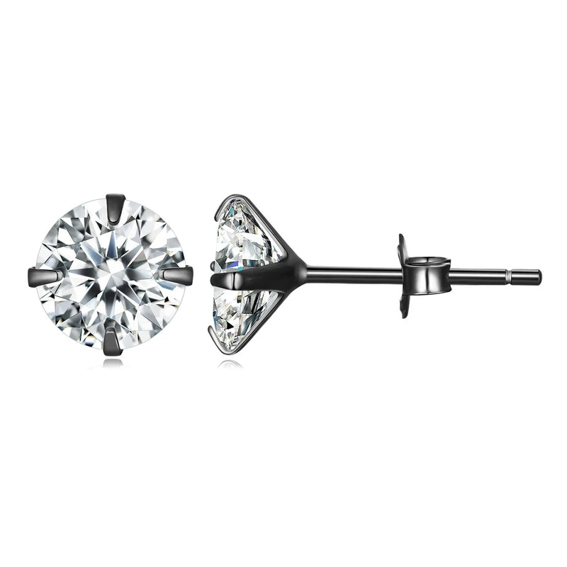 Stud earrings in sterling silver with cubic zirconia