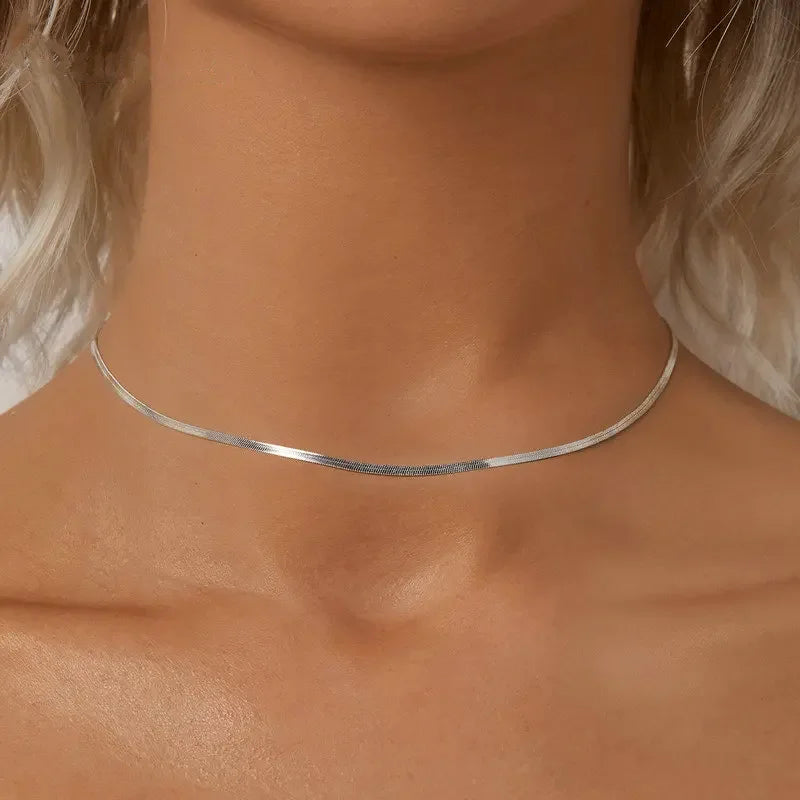 Plated Dainty Choker Necklace 925 Sterling Silver