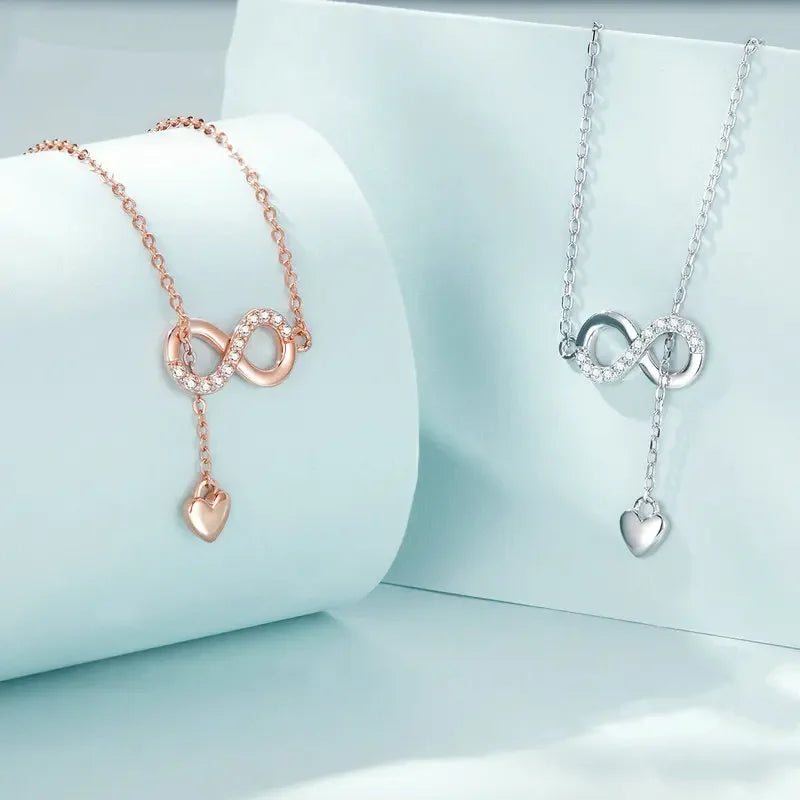 Infinity Love Pendant Necklaces 925 Sterling Silver