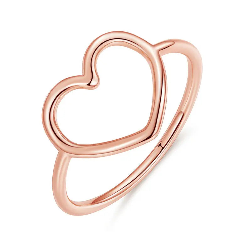 Minimalist Heart Finger Ring 925 Sterling Silver