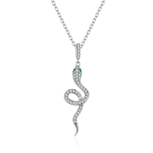 Snake Pendant Necklace  925 Sterling Silver