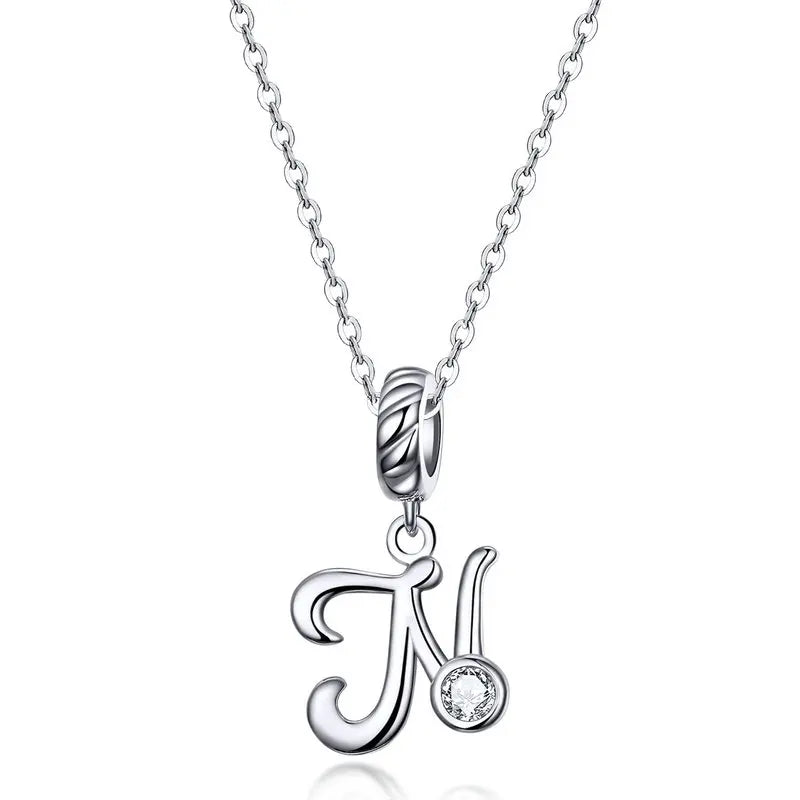 Pendant with chain for woman letter - Sterling silver